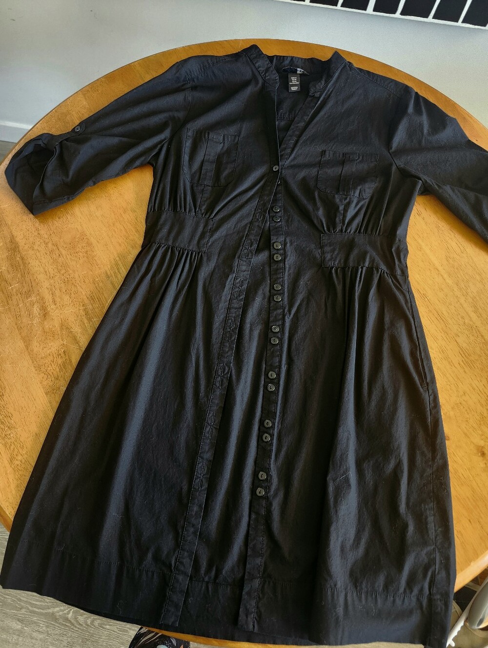 H&M Button-Front Black Shirt Dress